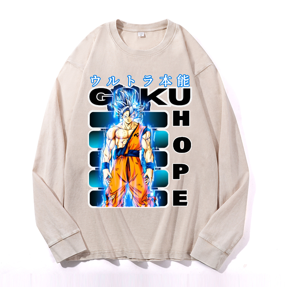 Goku Son Vintage Cotton Wash Long-sleeve T-shirt