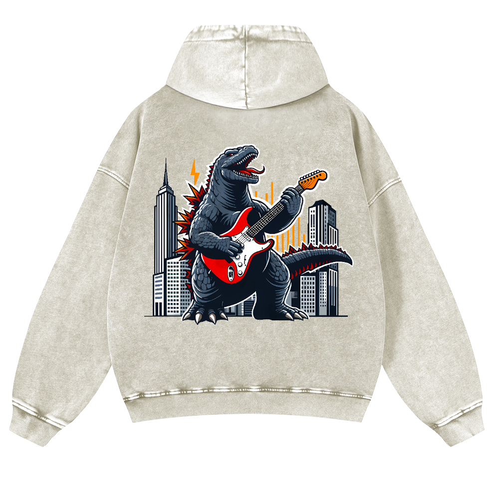 Rock Kaiju Vintage Washed Cotton Back Art Hoodie