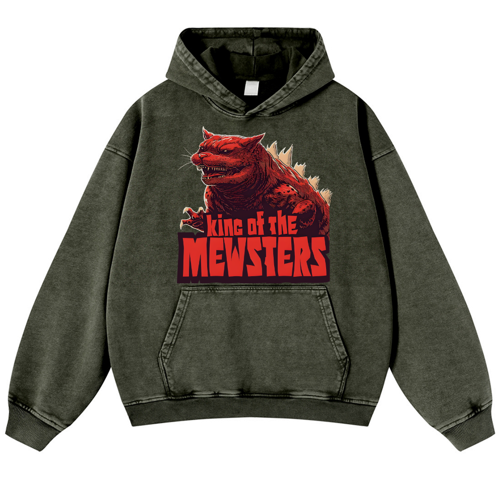 Catzilla Cat Kaiju Vintage Washed Thick Cotton Hoodie