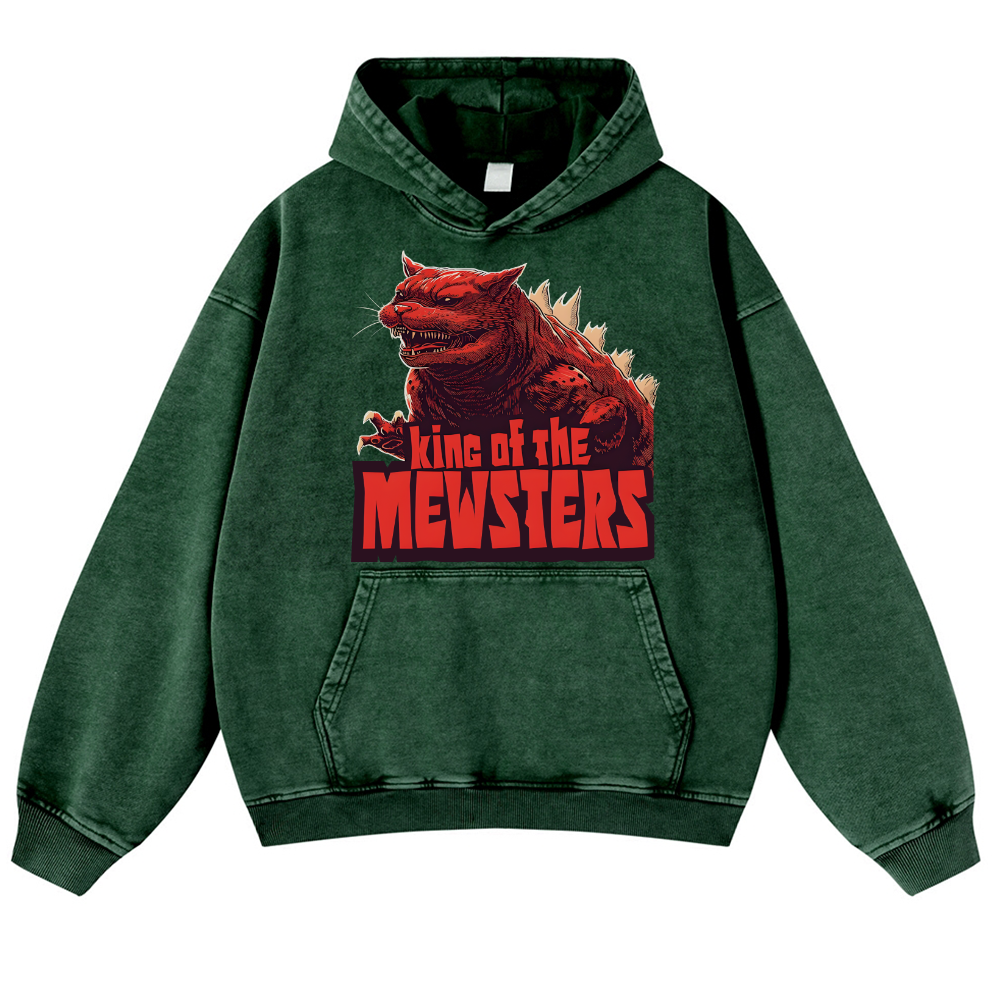 Catzilla Cat Kaiju Vintage Washed Thick Cotton Hoodie