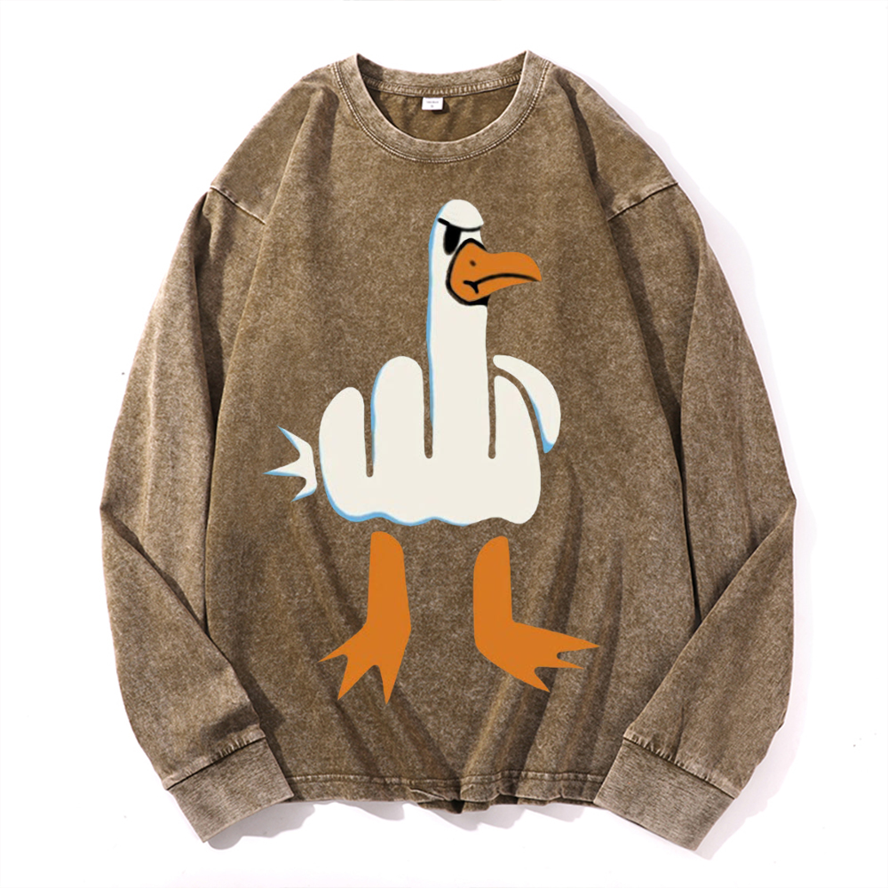 Vintage Cotton Wash Crewneck Long-Sleeve T-Shirt