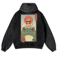 Cat Frog Vintage Washed Cotton Back Art Hoodie