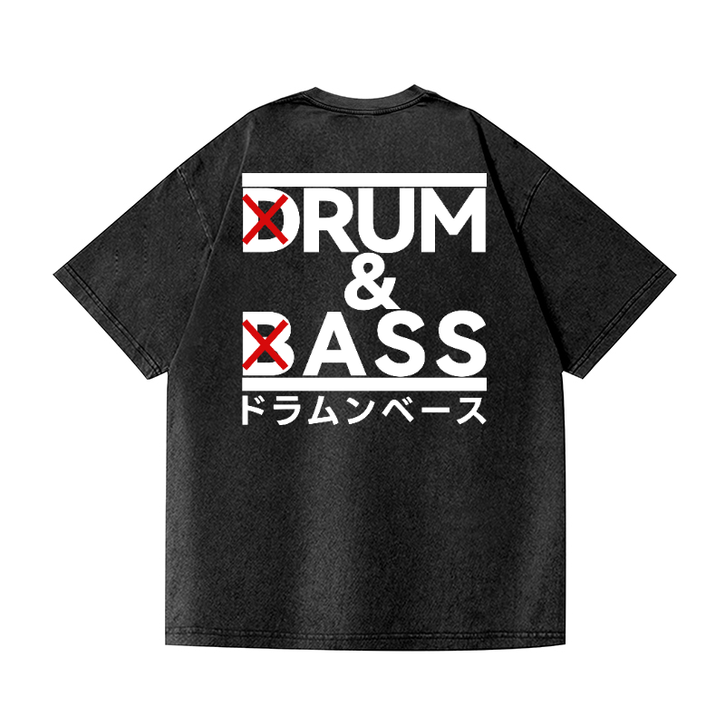 Drum and Bass Vintage Wash Japanese Design Back Art T-Shirt