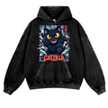 Catzilla Cat Kaiju Vintage Washed Thick Cotton Hoodie