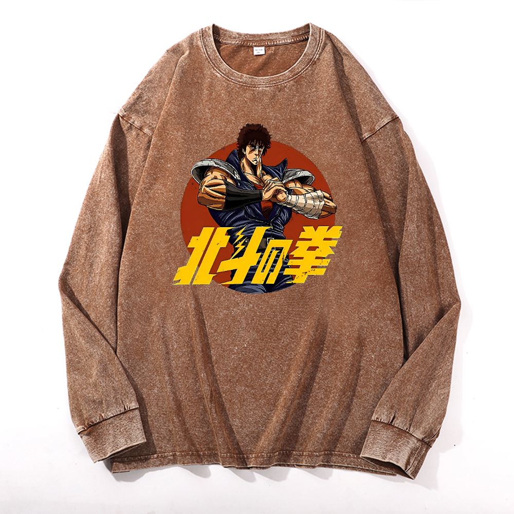 Vintage Cotton Wash Crewneck Long-Sleeve T-Shirt
