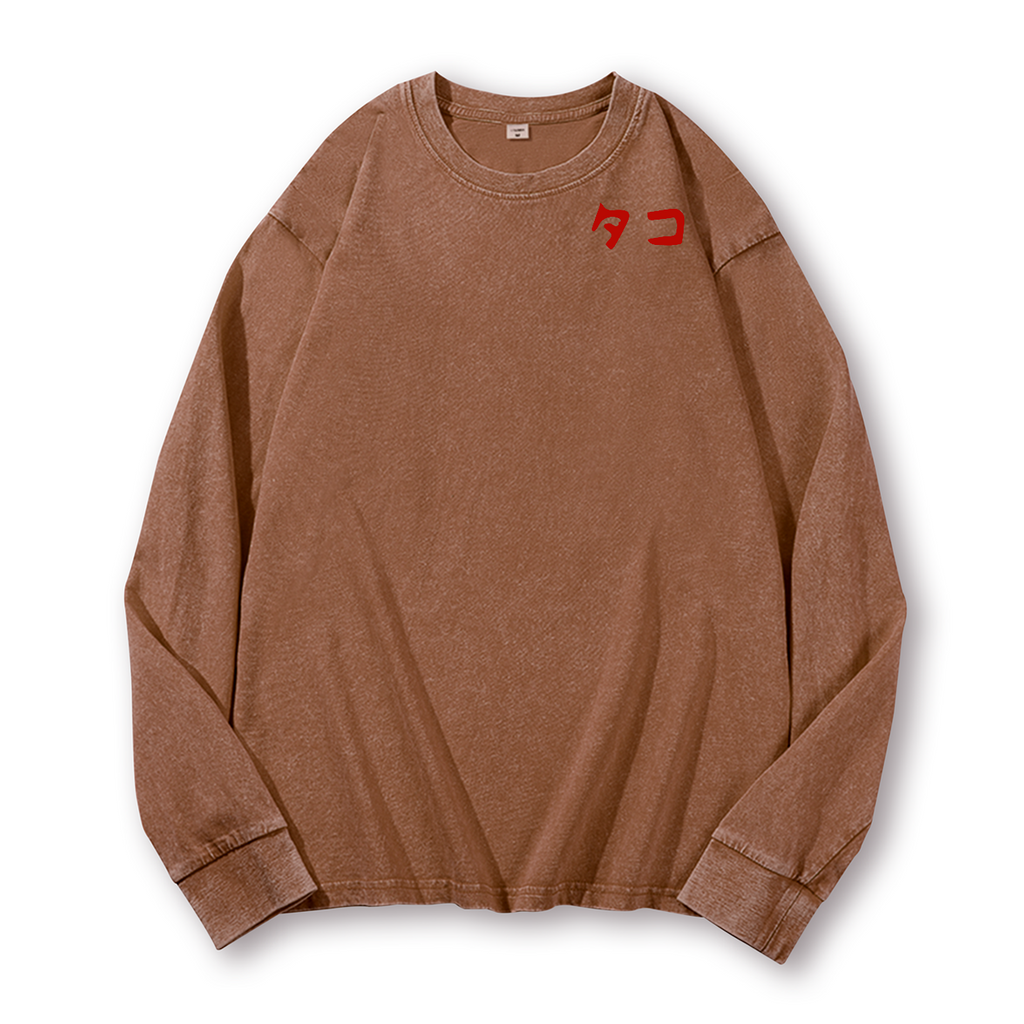 Octopus Vintage Washed Cotton Back Art Long-sleeve T-shirt