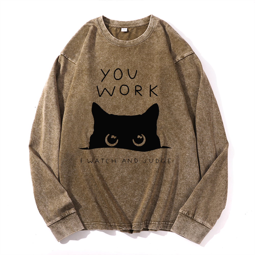 Vintage Cotton Wash Crewneck Long-Sleeve T-Shirt