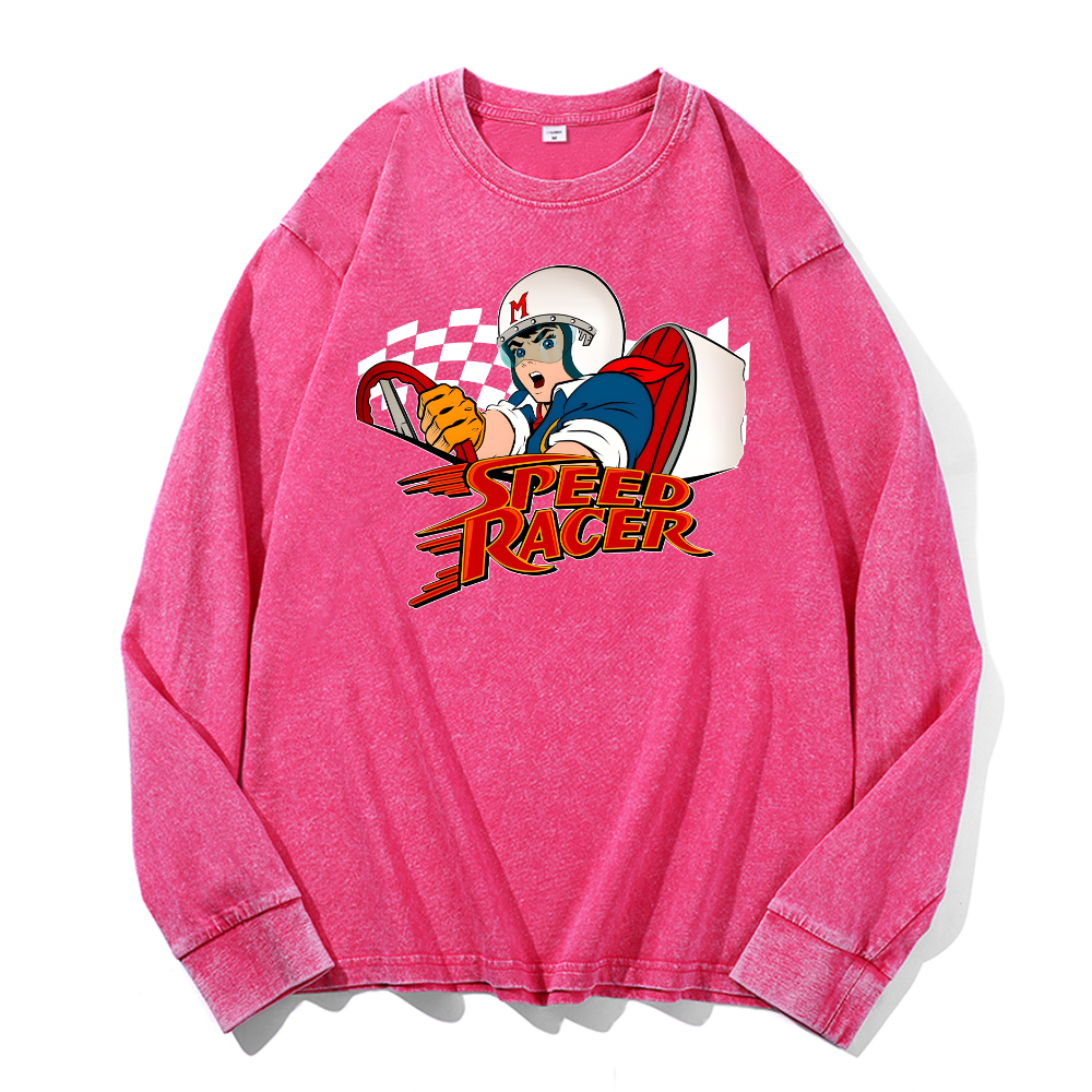 Speed Racer Vintage Cotton Wash Crewneck Long-Sleeve T-Shirt