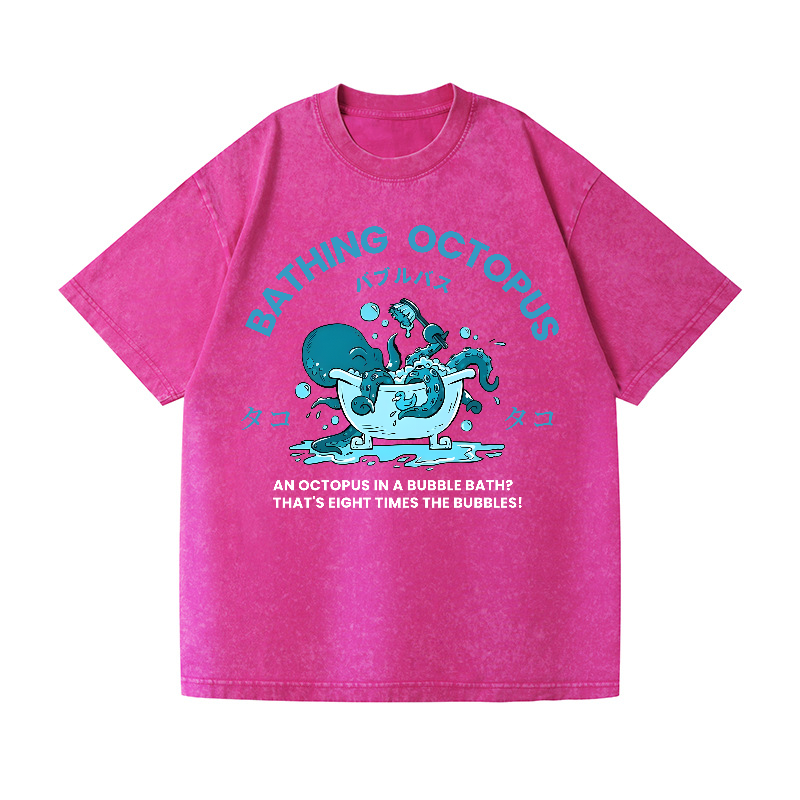 Bubble Bath Octopus Vintage Wash Japanese Design T-Shirt