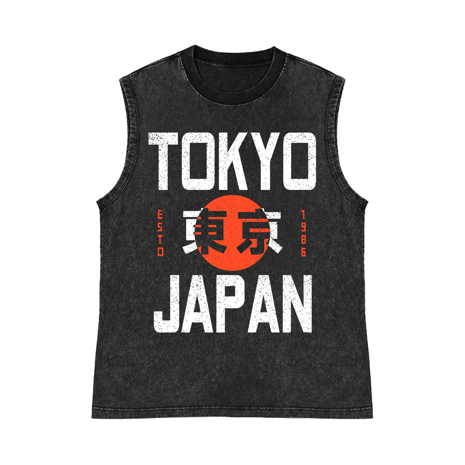 Tokyo Japan Pure Cotton Wash-Dyed Sleeveless Tank Top