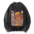 Hamburger Vintage Cotton Wash Crewneck Long-Sleeve T-Shirt