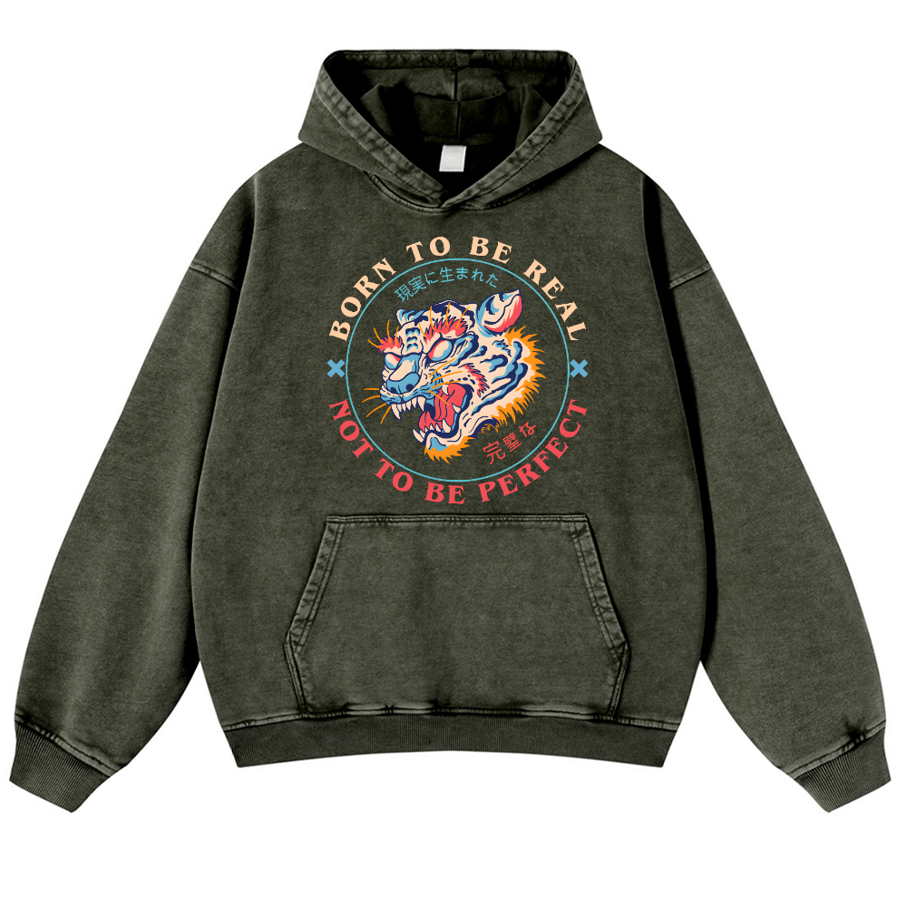 Tiger Vintage Washed Thick Cotton Hoodie