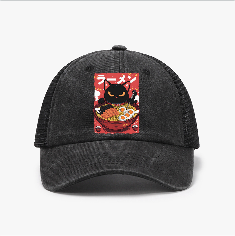 Ramen Cat Vintage Cotton Breathable Hat