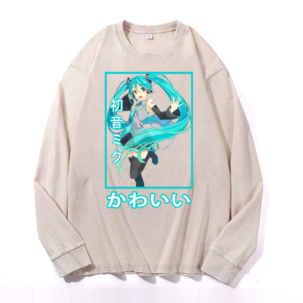 Hatsune Miku Vintage Cotton Wash Long-sleeve T-shirt