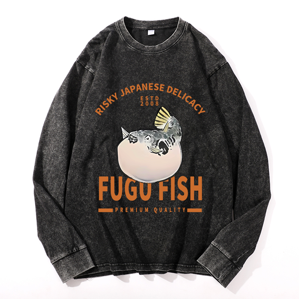 Vintage Cotton Wash Crewneck Long-Sleeve T-Shirt