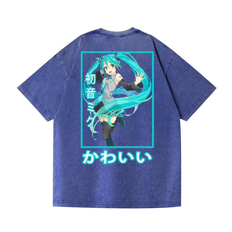Hatsune Miku Vintage Wash Japanese Design Back Art T-Shirt