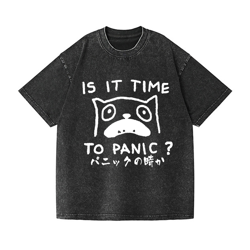 Panic Cat Vintage Wash Japanese Design T-Shirt