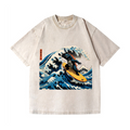 Kaiju Wave Vintage Wash Japanese Design T-Shirt