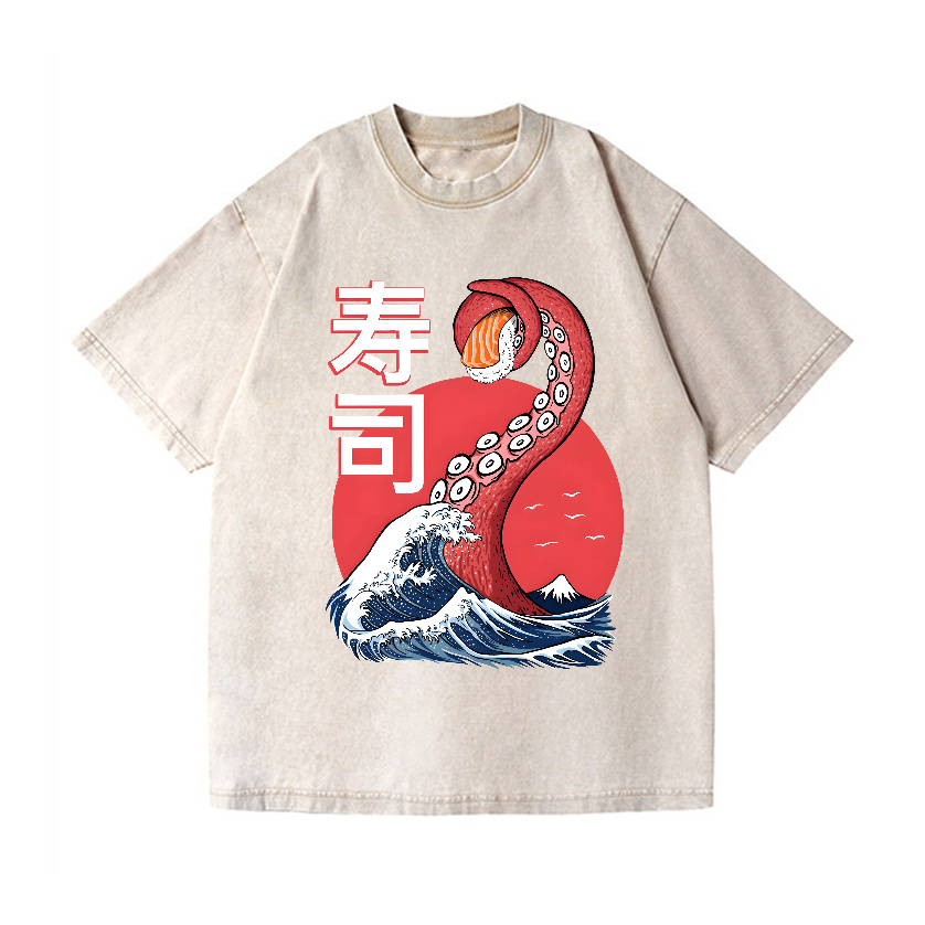 Sushi Octopus Vintage Wash Japanese Design T-Shirt