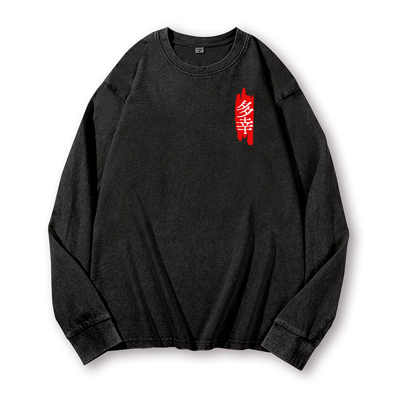 Octopus Vintage Washed Cotton Back Art Long-sleeve T-shirt