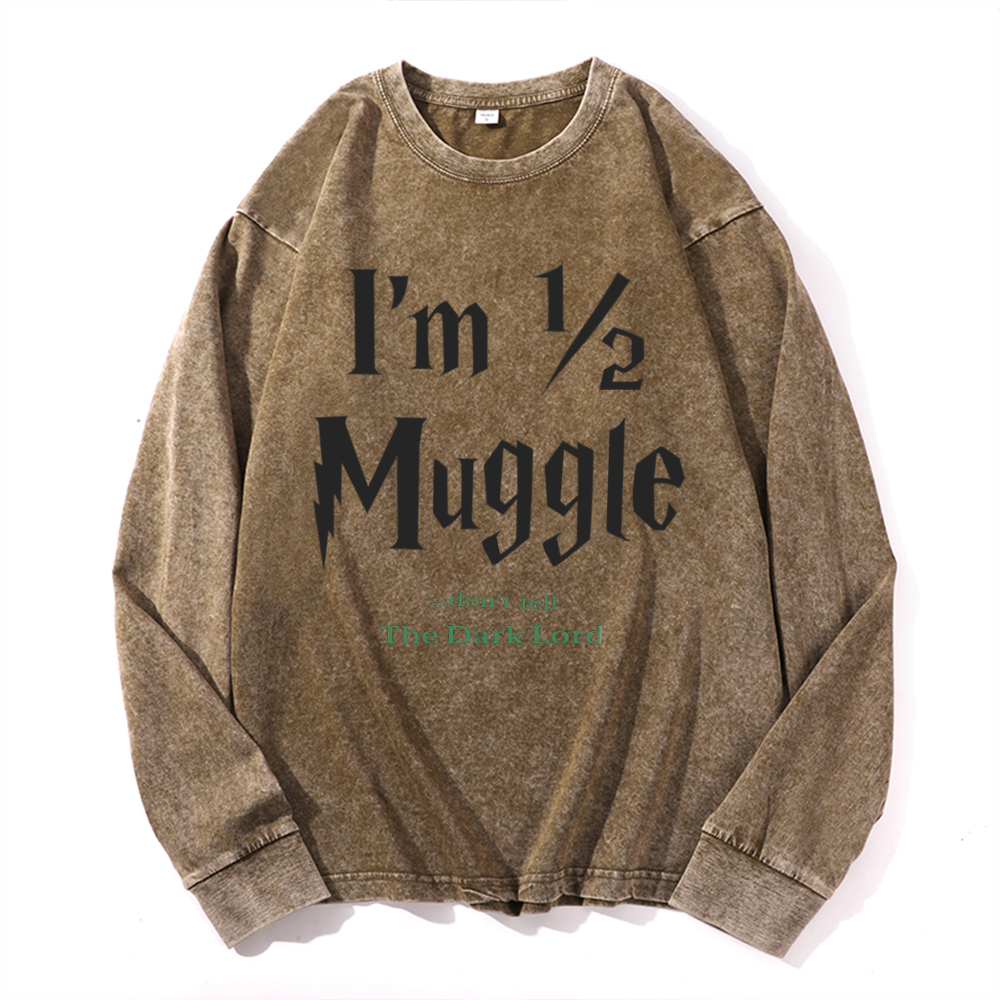 Vintage Cotton Wash Crewneck Long-Sleeve T-Shirt