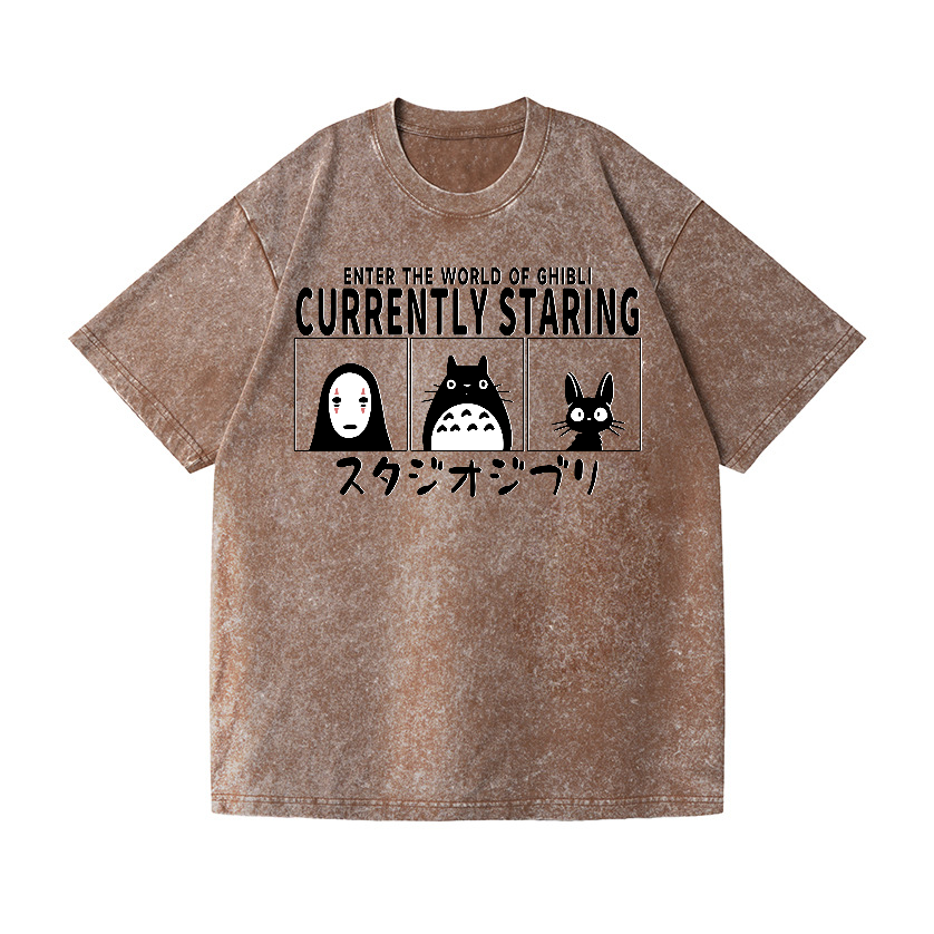 Ghibli No Face Kaonashi Totoro Vintage Wash Japanese Design T-Shirt