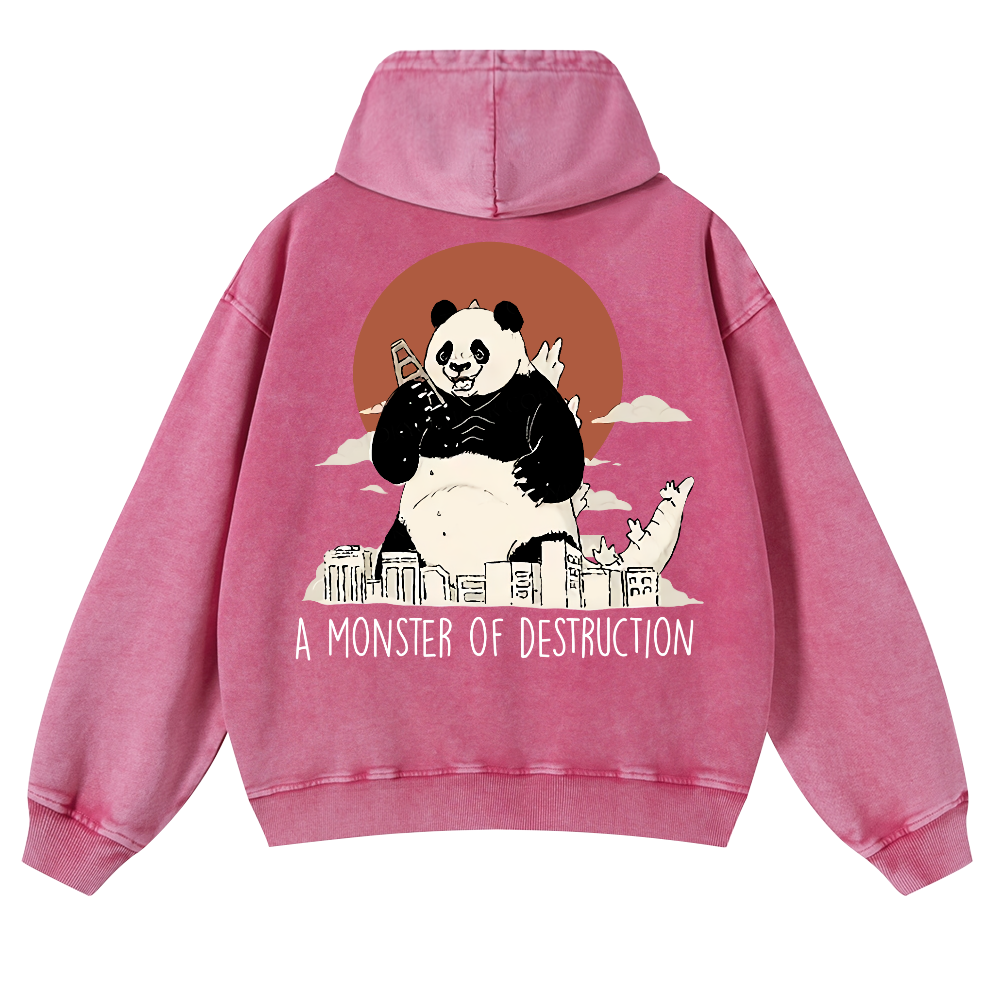 Panda Kaiju Vintage Washed Cotton Back Art Hoodie