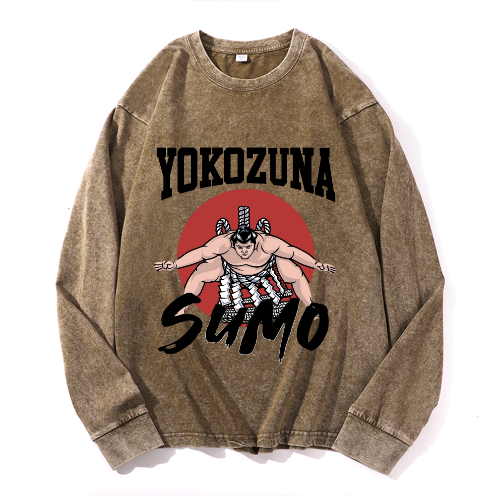 Vintage Cotton Wash Crewneck Long-Sleeve T-Shirt