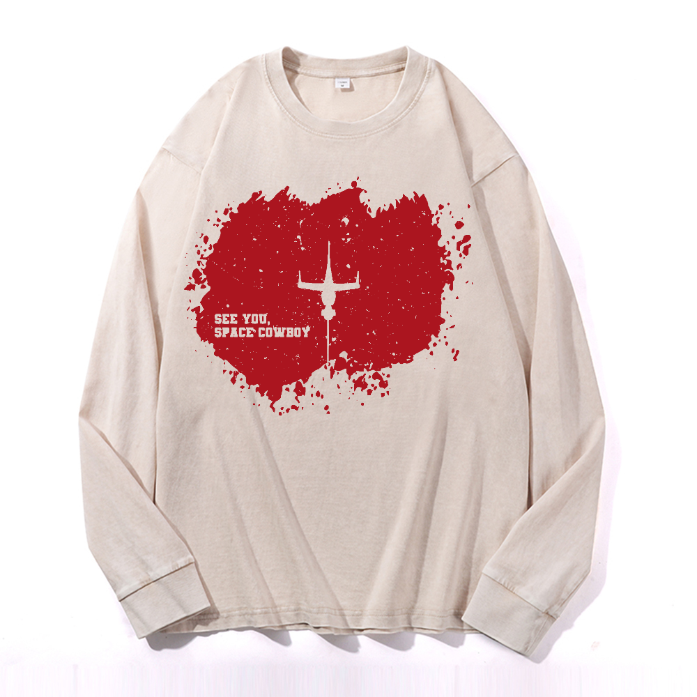 Cowboy Bebop Vintage Cotton Wash Crewneck Long-Sleeve T-Shirt
