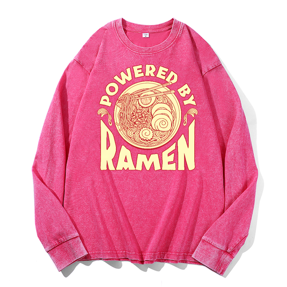 Ramen Vintage Cotton Wash Crewneck Long-Sleeve T-Shirt