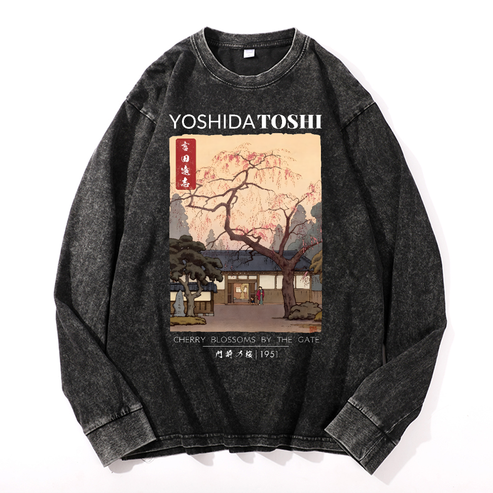 Yoshida Toshi Vintage Cotton Wash Crewneck Long-Sleeve T-Shirt