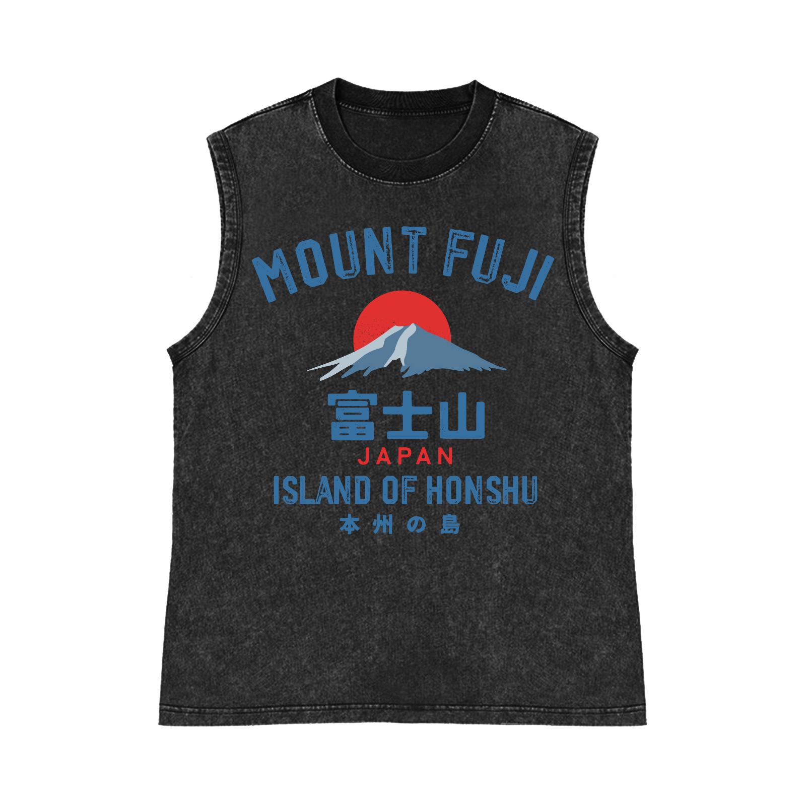 Mount Fuji Pure Cotton Wash-Dyed Sleeveless Tank Top
