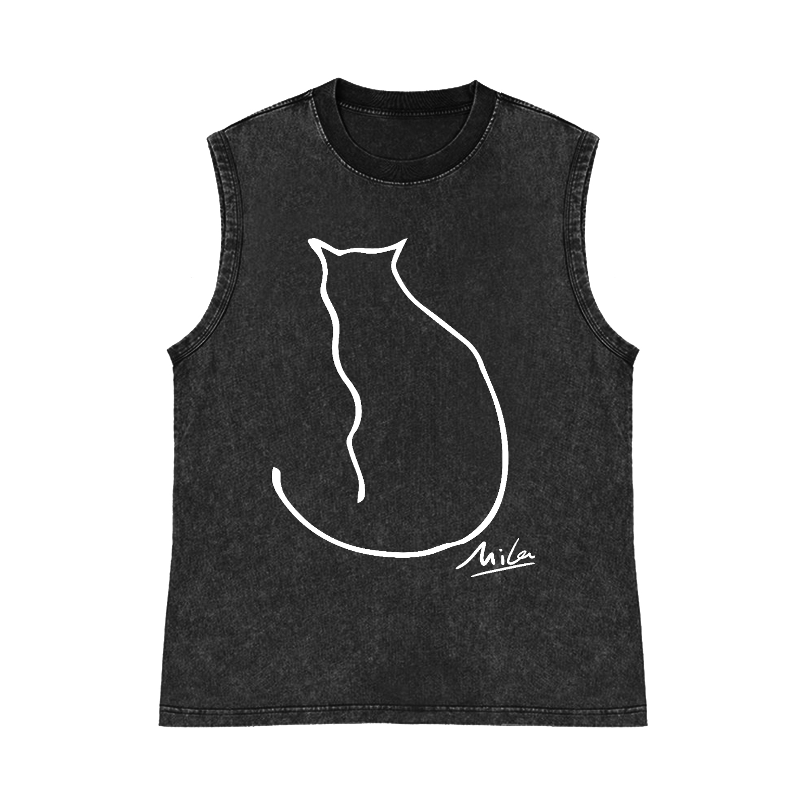 Mila Cat Pure Cotton Wash-Dyed Sleeveless Tank Top