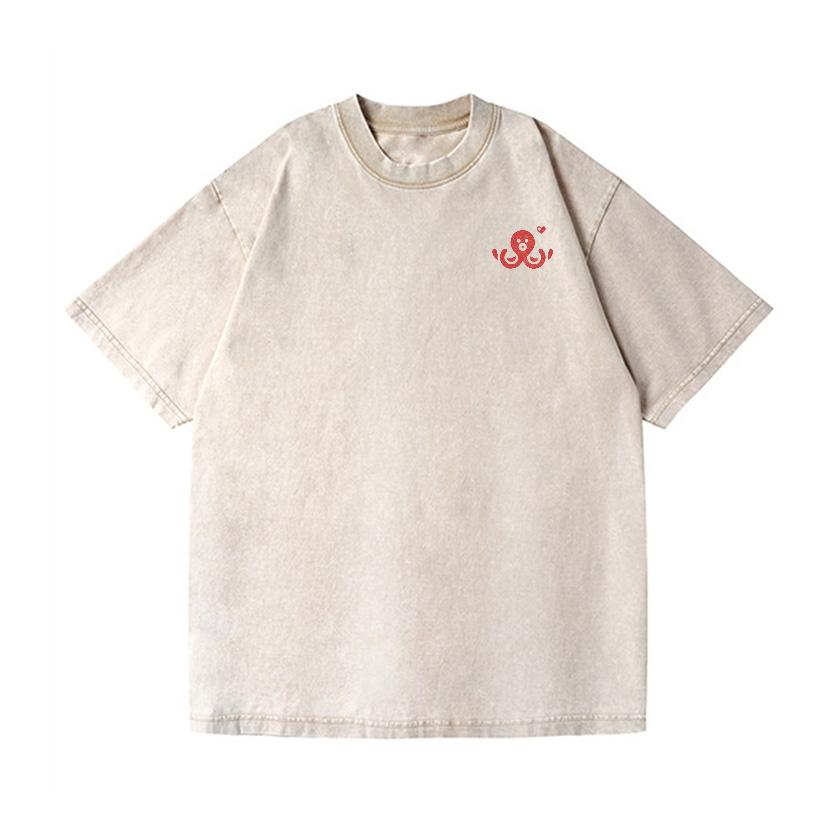 Octopus Vintage Wash Japanese Design Back Art T-Shirt