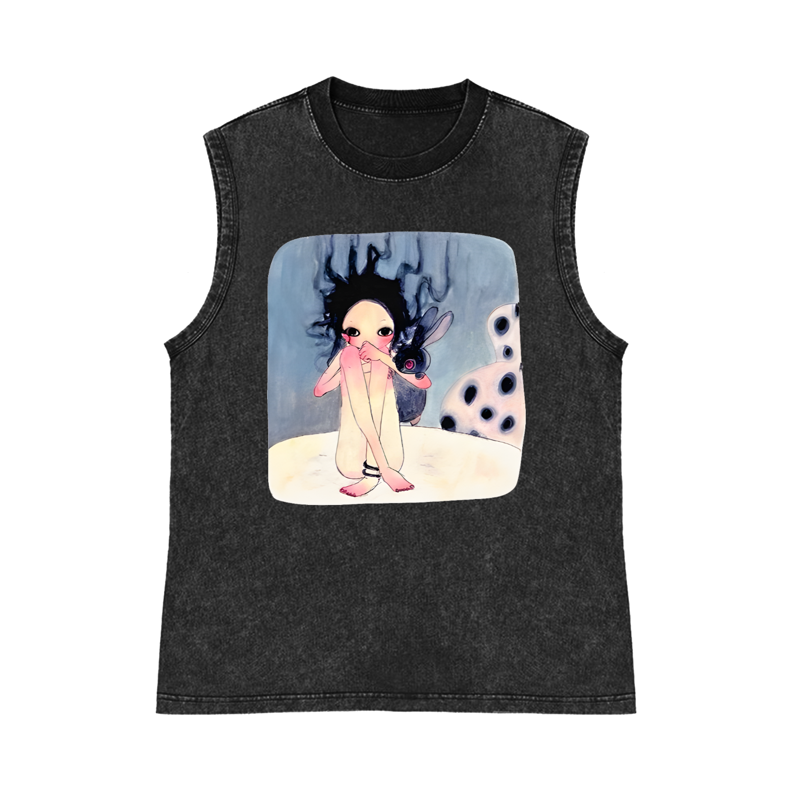 Aya Takano Pure Cotton Wash-Dyed Sleeveless Tank Top