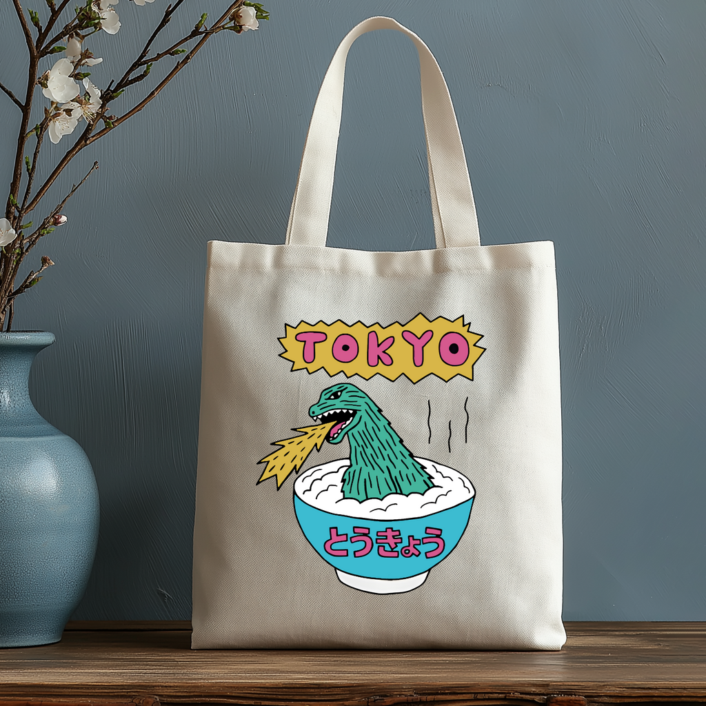 Kaiju The Monster Rice of Tokyo Japanese Style Canvas Tote Bag