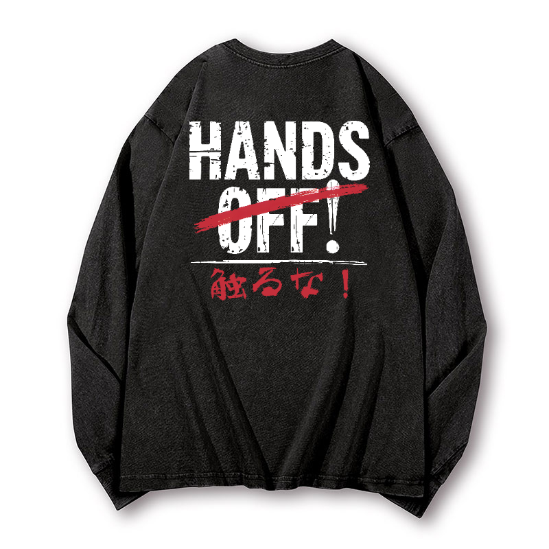Hands Off Vintage Washed Cotton Back Art Long-sleeve T-shirt