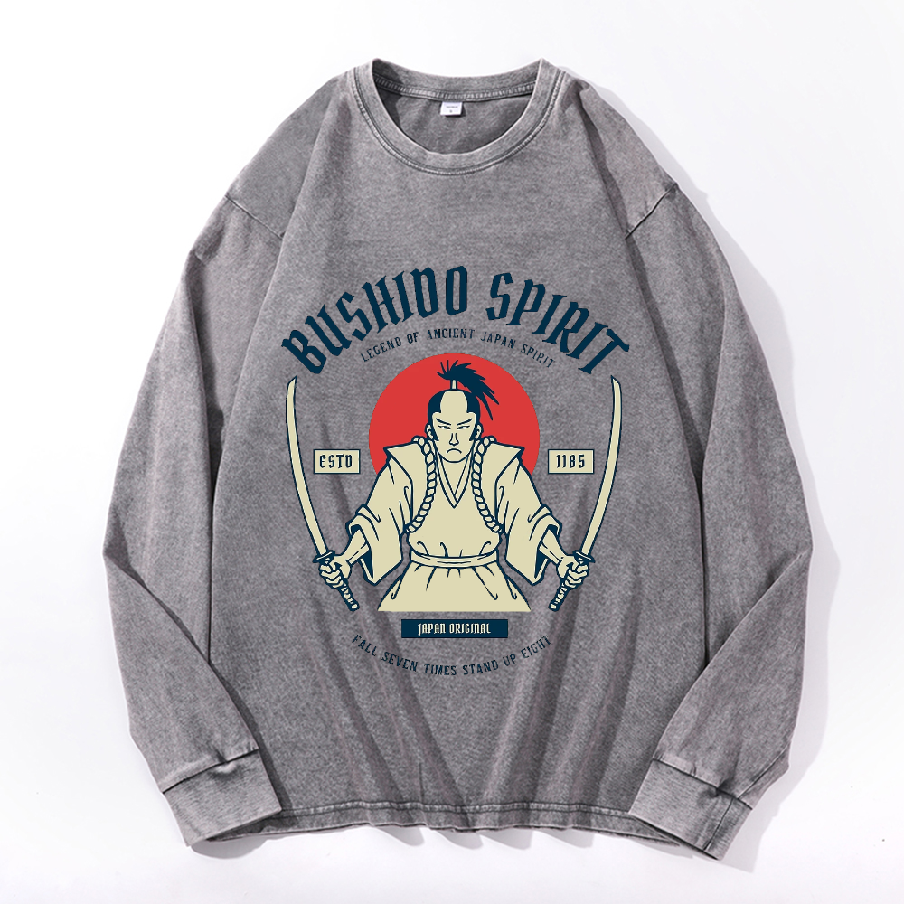 Vintage Cotton Wash Crewneck Long-Sleeve T-Shirt