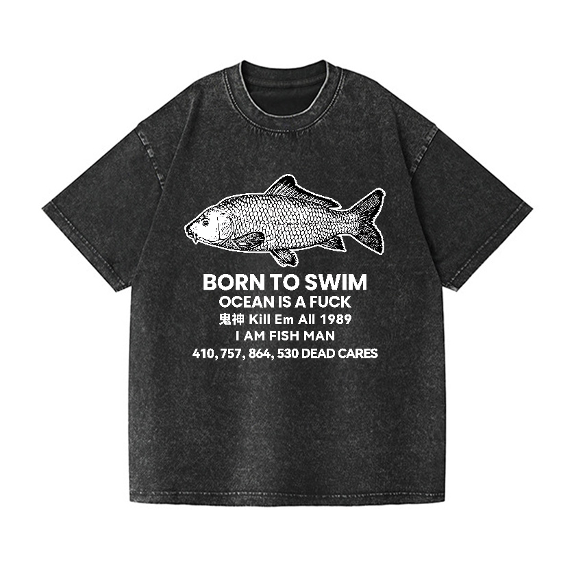 Fish Vintage Wash Japanese Design T-Shirt