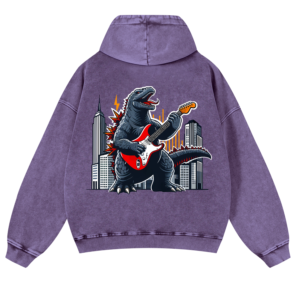 Rock Kaiju Vintage Washed Cotton Back Art Hoodie
