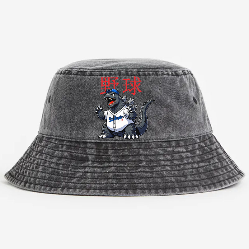 Los Angeles Dodgers Kaiju Tokyo Tiger Baseball Vintage 100% Cotton Bucket Hat