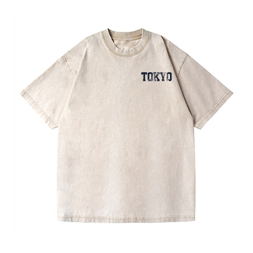 Tokyo Shinjuku Vintage Wash Japanese Design Back Art T-Shirt