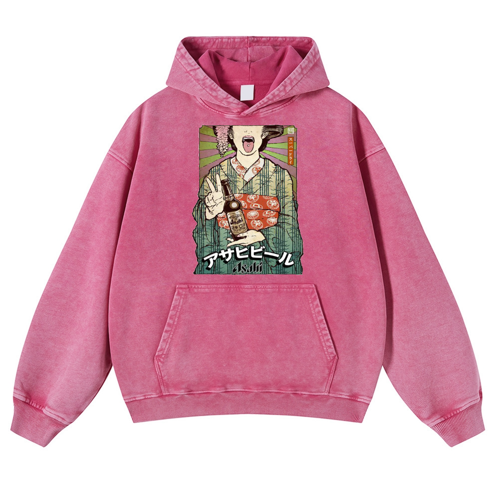 Asahi Breweries Vintage Washed Thick Cotton Hoodie