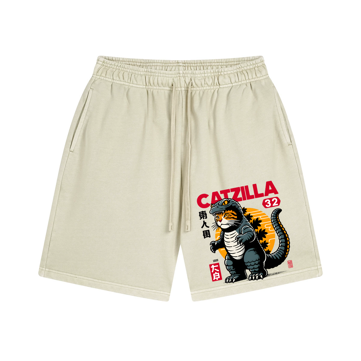 Catzilla Cat Kaiju Vintage Pure Thick Cotton Shorts