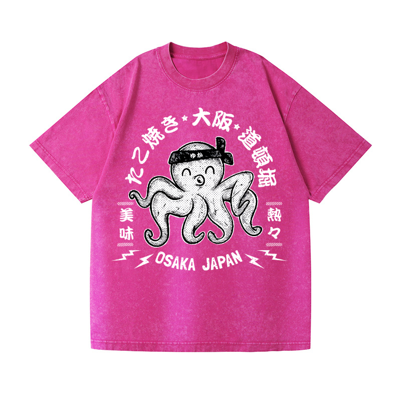Octopus Takoyaki Osaka Japan Vintage Wash Japanese Design T-Shirt