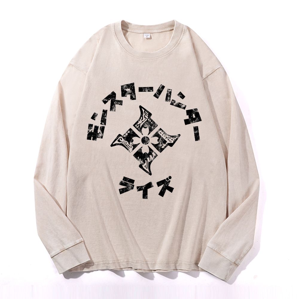 Vintage Cotton Wash Crewneck Long-Sleeve T-Shirt