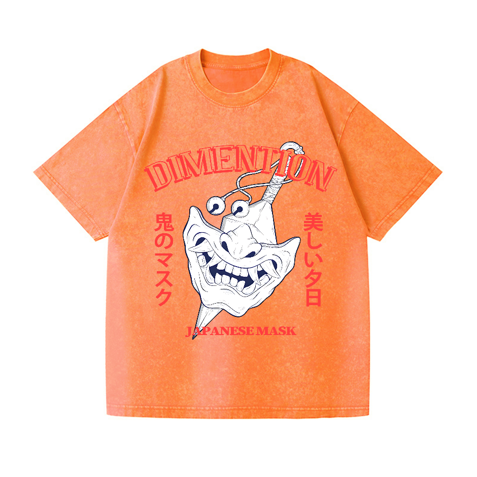 Mask Vintage Wash Japanese Design T-Shirt