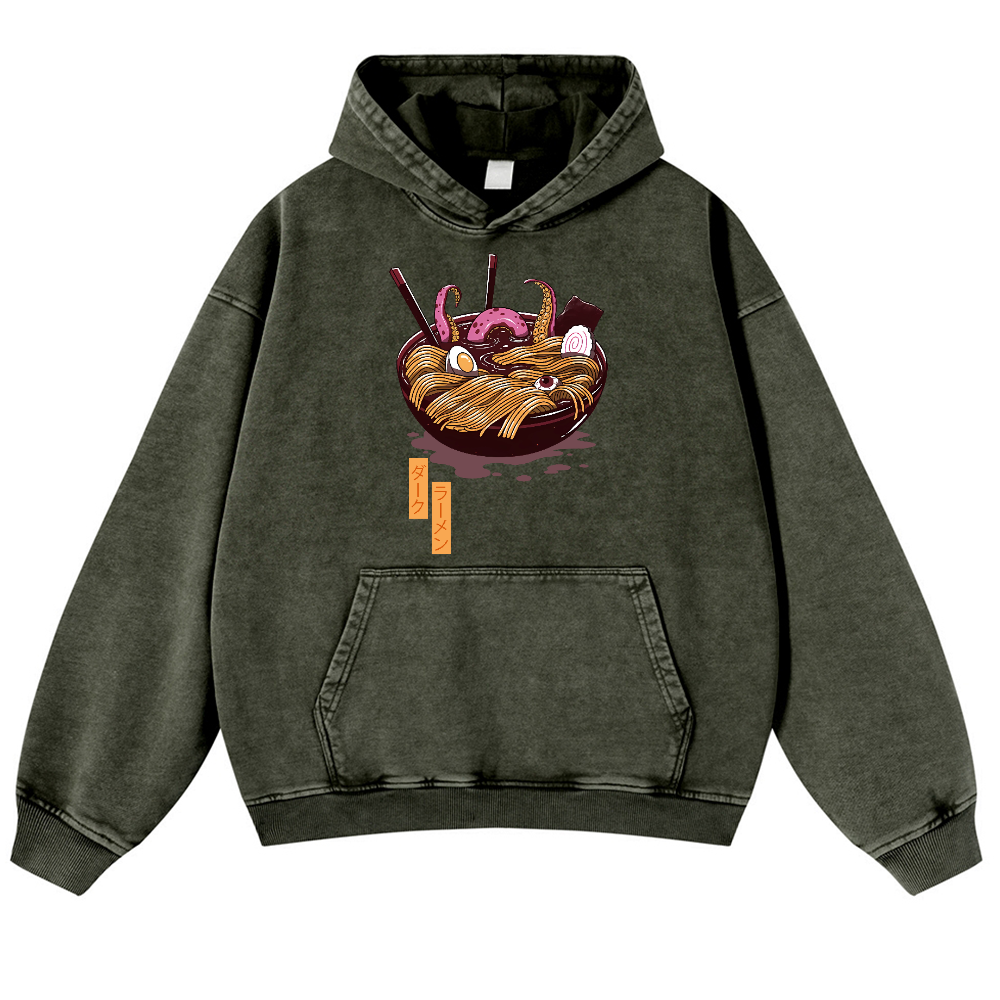 Dark Ramen Vintage Washed Thick Cotton Hoodie