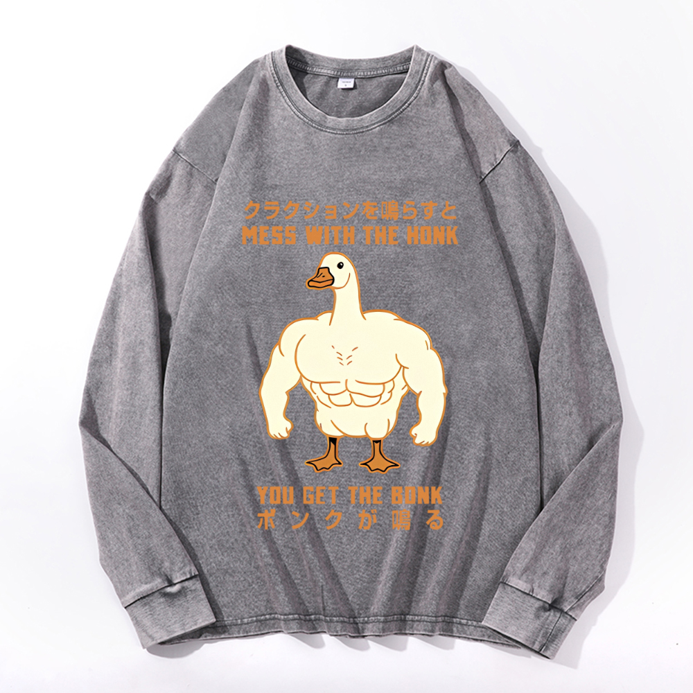Vintage Cotton Wash Crewneck Long-Sleeve T-Shirt