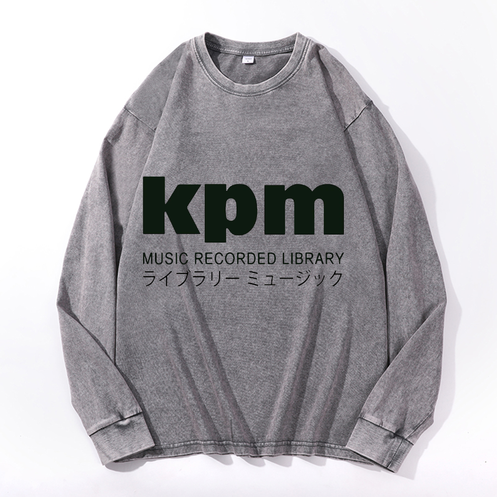 KPM Music Recorded Library Vintage Cotton Wash Crewneck Long-Sleeve T-Shirt